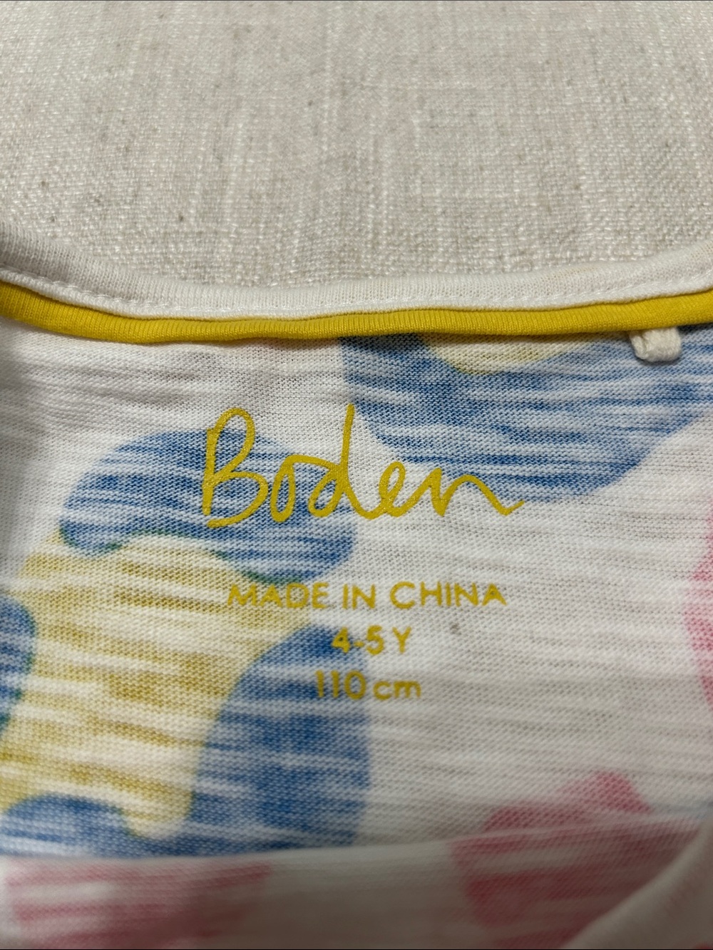 Boden Girls Dress Multicolor Abstract Short Sleeve With Pom Pom Detail Playful - Picture 10 of 11